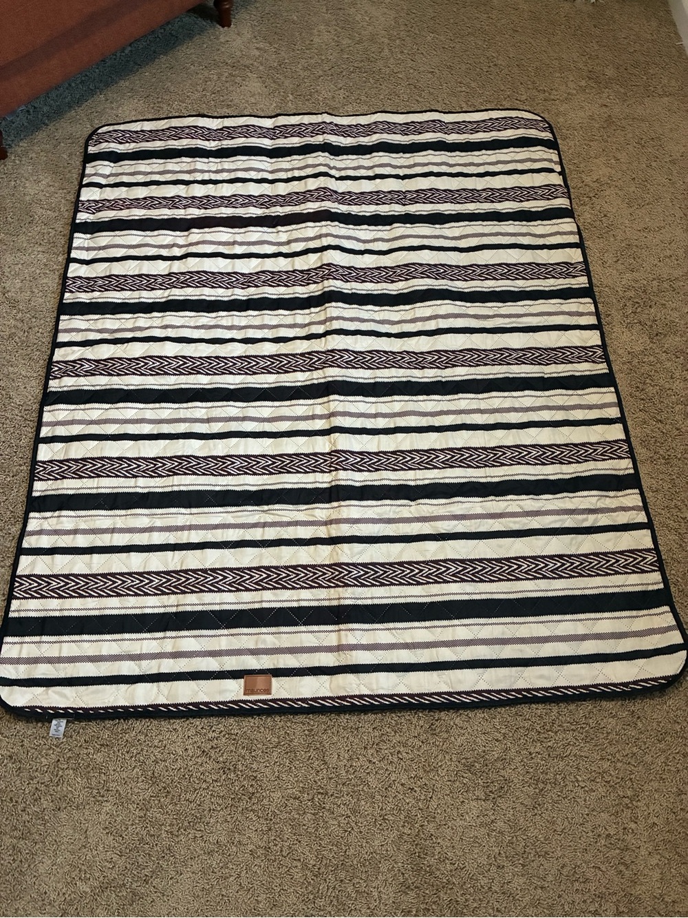 Maurices Cream, Black and Brown Striped Quilted Throw